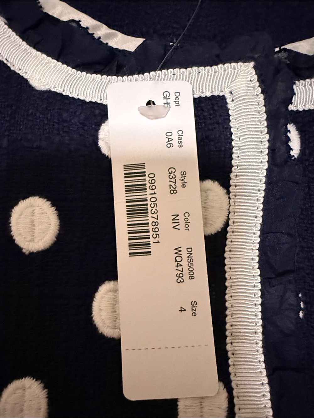 NWT J.Crew Navy Jacket in white polka-dot textured tweed | Size 4 - Picture 7 of 12